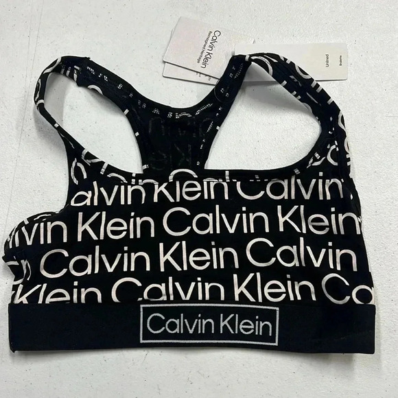 Women’s Calvin Klein Logo Print Bralette Small Black/White NWT - Picture 3 of 8